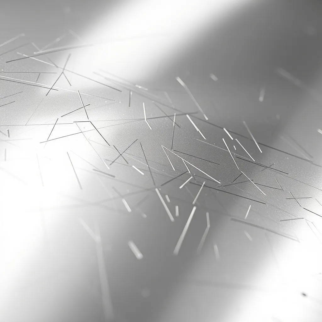 Microscopic view of a metallic surface with fine scratches,